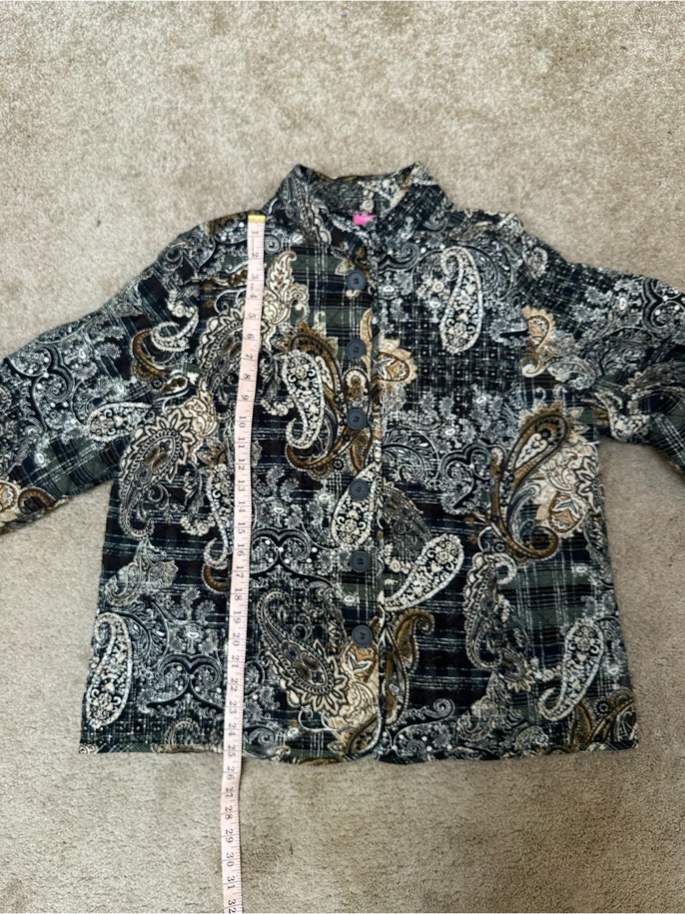 Pappagallo 100% Cotton Quilted Paisley Collared Button Jacket Pockets Boho Sz XL - Picture 8 of 9
